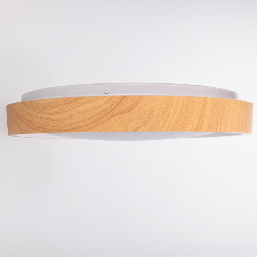 Brilagi - FLOCO LED, dæmpbar loftlampe/48W/230V Ø 40 cm trælook/hvid + fjernbetjening