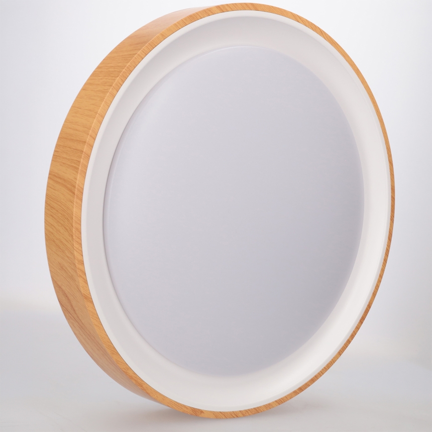 Brilagi - FLOCO LED, dæmpbar loftlampe/48W/230V Ø 40 cm trælook/hvid + fjernbetjening