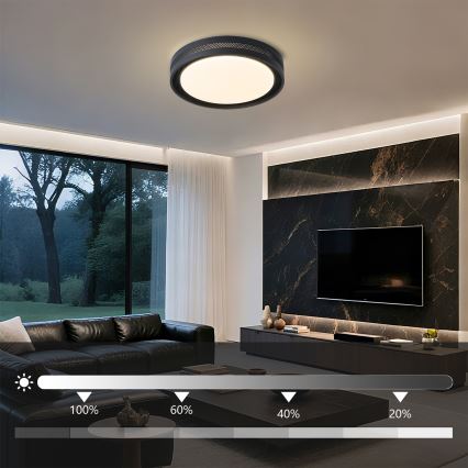Brilagi - LED dæmpbar loftlampe KREON LED/54W/230V 3000-6000K sort Ø 38 cm + fjernbetjening