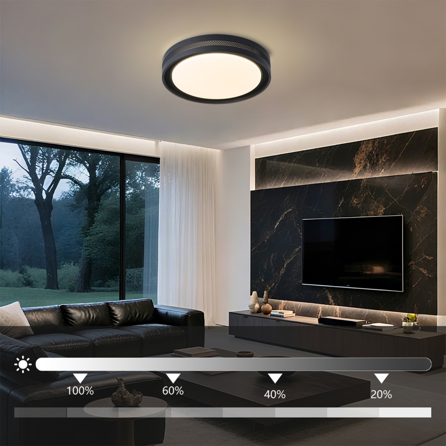 Brilagi - LED dæmpbar loftlampe KREON LED/54W/230V 3000-6000K sort Ø 38 cm + fjernbetjening