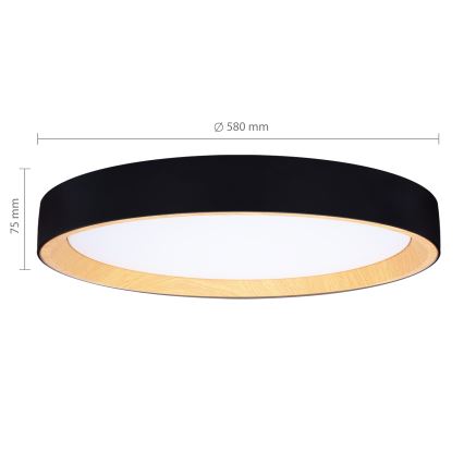 Brilagi - Dæmpbar LED-loftlampe LARIOS LED/72W/230V 3000-6500K sort, diameter 59 cm + fjernbetjening