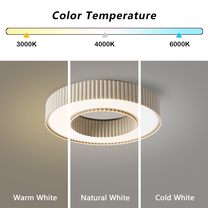 Brilagi - Dæmpbar LUMIX LED-loftlampe 48W/230V 3000–6000K beige Ø 50 cm + fjernbetjening