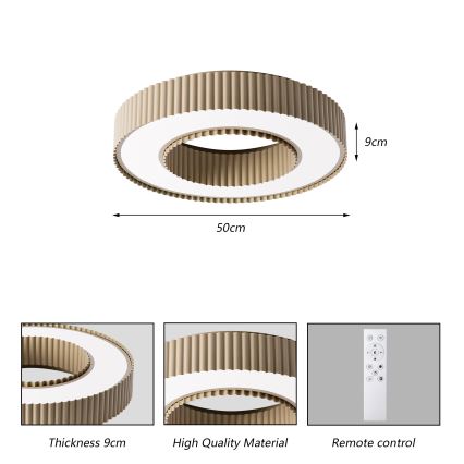 Brilagi - Dæmpbar LUMIX LED-loftlampe 48W/230V 3000–6000K beige Ø 50 cm + fjernbetjening