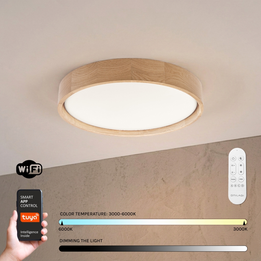 Brilagi - LED dæmpbar loftlampe MANAROLA SMART LED/24 W/230 V 3000–6000 K Wi-Fi Tuya Beacon Ø 41 cm eg + fjernbetjening