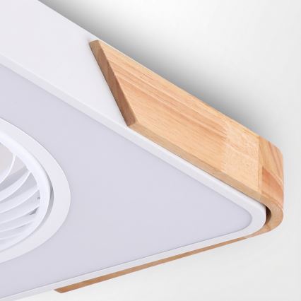Brilagi - Dæmpbar LED-loftlampe med ventilator LED/30W/230V 3000-6500K hvid/egetræ + fjernbetjening