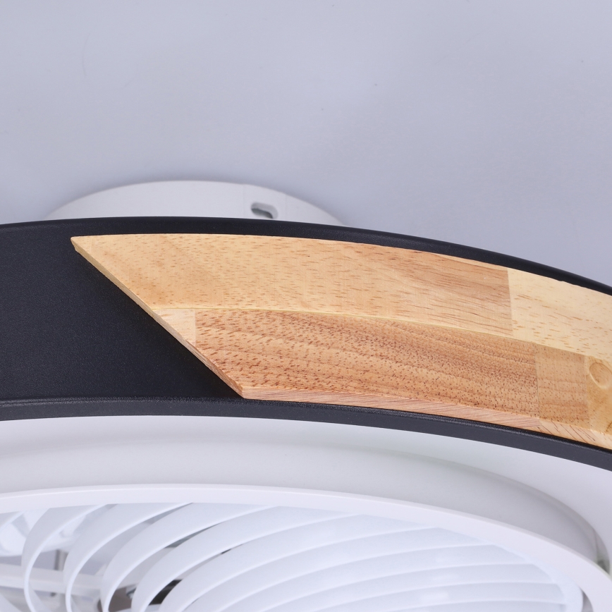 Brilagi - LED-dæmpbar loftlampe med ventilator LED/30W/230V 3000-6500K Ø 50 cm sort/eg + fjernbetjening