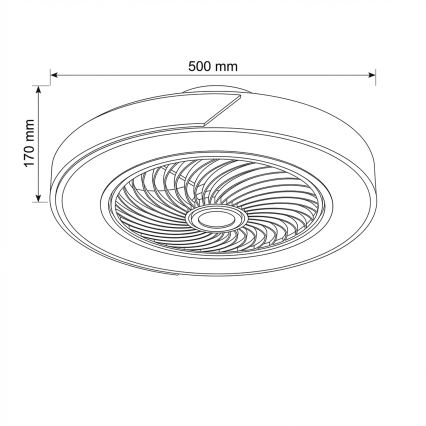 Brilagi - LED-dæmpbar loftlampe med ventilator LED/30W/230V 3000-6500K Ø 50 cm sort/eg + fjernbetjening