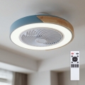 Brilagi - LED Dæmpbar loftlampe med ventilator LED/38W/230V 3000-6500K 3000-6500K pr. 50 cm blå/eg + fjernbetjening
