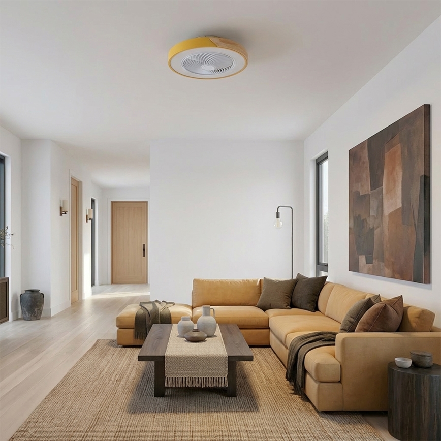 Brilagi - LED dæmpbar loftlampe med ventilator LED/38W/230V 3000-6500K 3000-6500K Ø 50 cm guld/eg + fjernbetjening