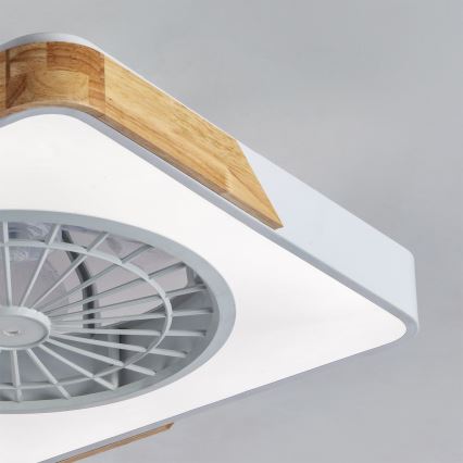Brilagi - LED dæmpbar loftlampe med ventilator LED/38W/230V 3000-6500K 50x50 cm hvid/eg + fjernbetjening