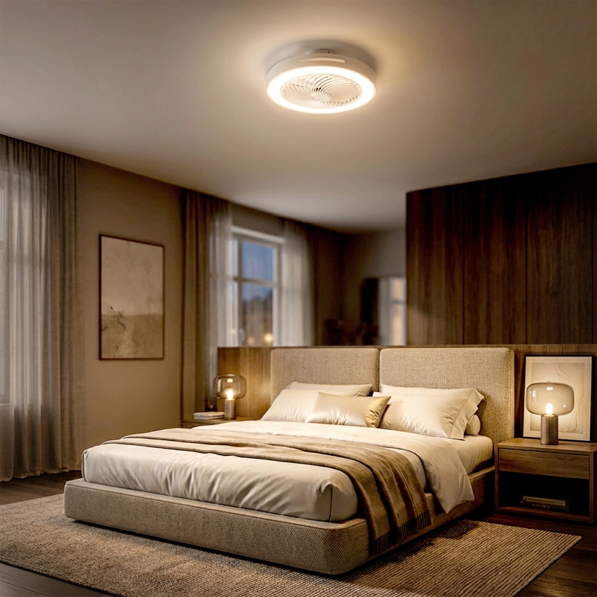 Brilagi - LED-dæmpbar loftlampe med ventilator LED/38W/230V 3000-6500K 3000-6500K Ø 46 cm hvid + fjernbetjening