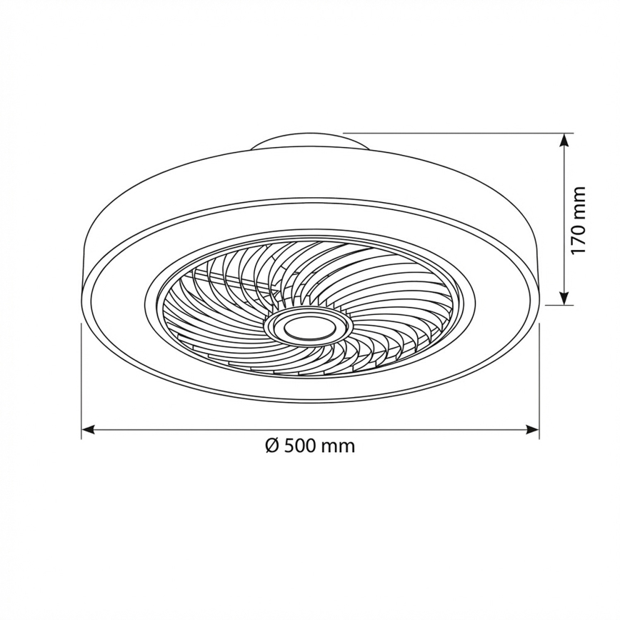 Brilagi - Dæmpbar LED-loftlampe med indbygget ventilator LED/38W/230V 3000-6500K Ø 50 cm grå + fjernbetjening