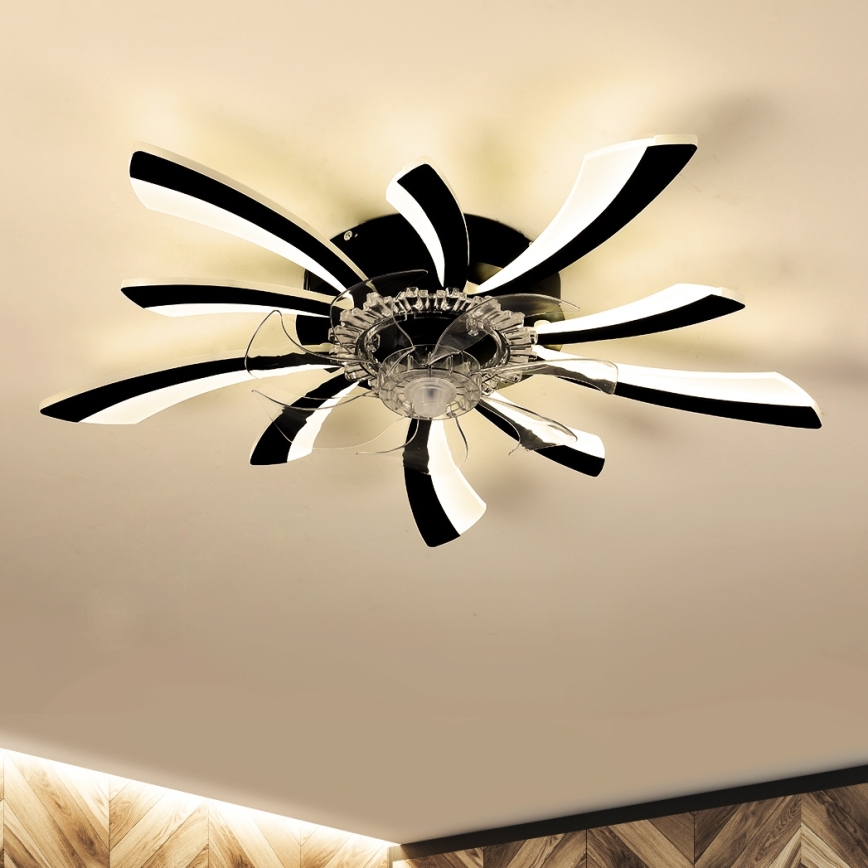 Brilagi - LED dæmpbar loftlampe med ventilator LED/50W/230V 3000-6500K sort + fjernbetjening