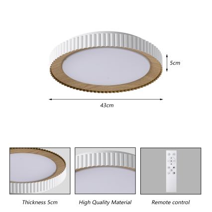 Brilagi - dæmpbar LED-loftlampe NEXO LED/48W/230V 3000-6000K hvid Ø 43 cm + fjernbetjening