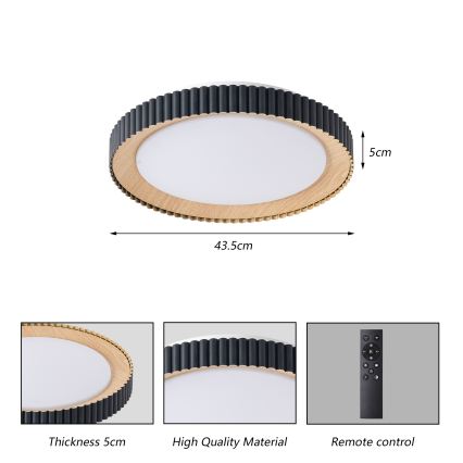 Brilagi - Dæmpbar LED-loftlampe NEXO LED/48W/230V 3000-6000K sort Ø 43 cm + fjernbetjening