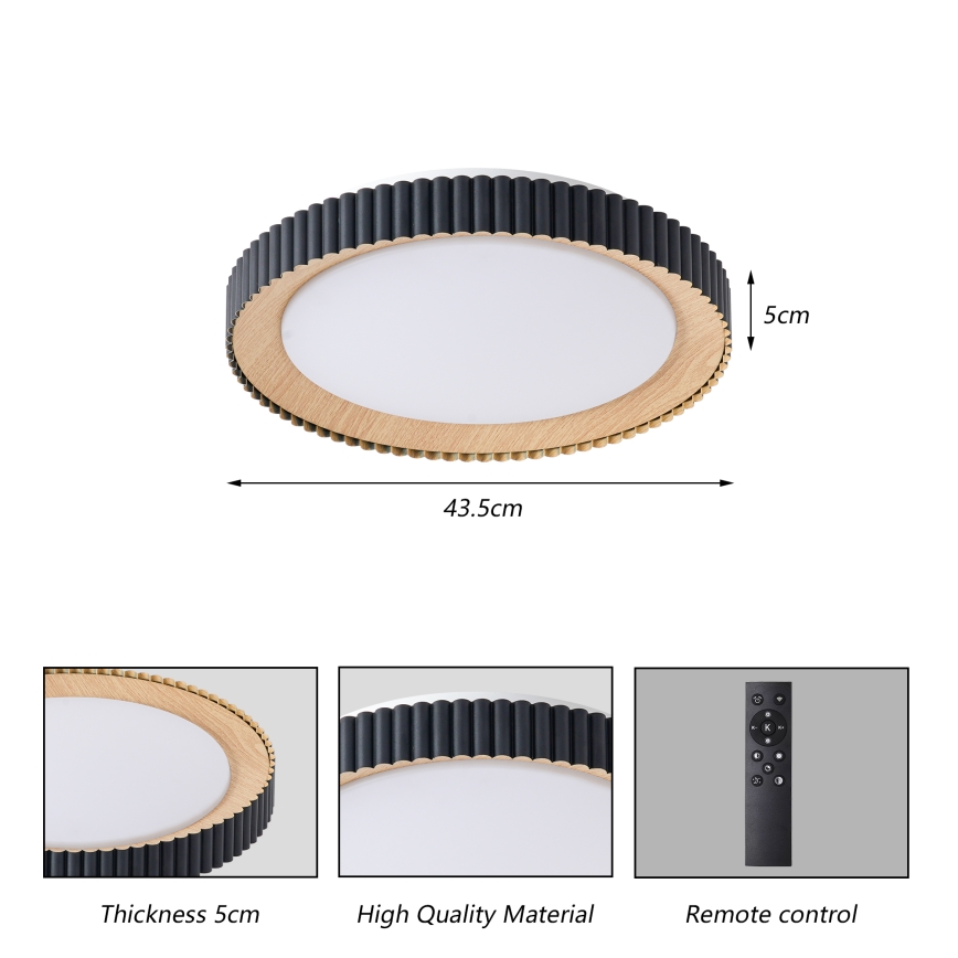 Brilagi - Dæmpbar LED-loftlampe NEXO LED/48W/230V 3000-6000K sort Ø 43 cm + fjernbetjening