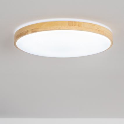 Brilagi - LED-dæmpbar loftlampe PINE LED/24W/230V træ Ø 42 cm 3000–6500 K + fjernbetjening