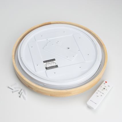 Brilagi - LED-dæmpbar loftlampe PINE LED/24W/230V træ Ø 42 cm 3000–6500 K + fjernbetjening