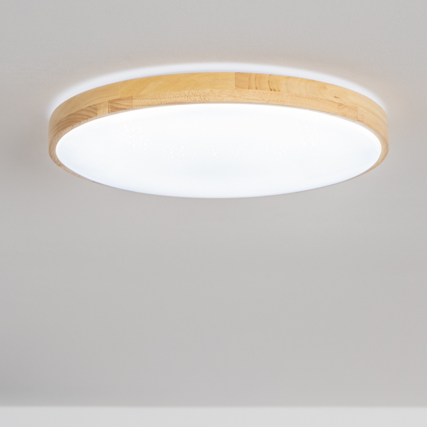 Brilagi - LED-dæmpbar loftlampe PINE LED/60W/230V træ Ø 52 cm 3000-6500K + fjernbetjening