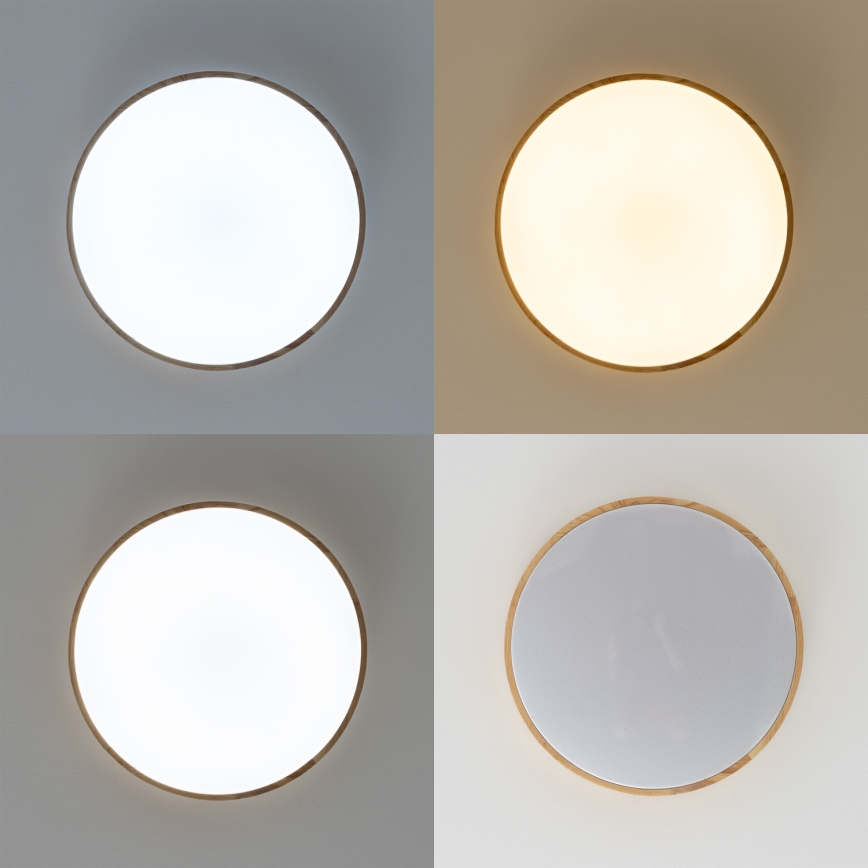 Brilagi - LED-dæmpbar loftlampe PINE LED/60W/230V træ Ø 52 cm 3000-6500K + fjernbetjening