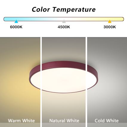 Brilagi - LED dæmpbar loftlampe POOL LED/36W/230V 3000-6000K Ø 30 cm bordeaux + fjernbetjening