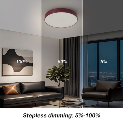 Brilagi - LED dæmpbar loftlampe POOL LED/36W/230V 3000-6000K Ø 30 cm bordeaux + fjernbetjening