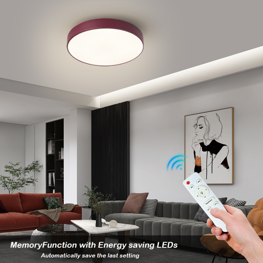 Brilagi - LED dæmpbar loftlampe POOL LED/36W/230V 3000-6000K Ø 30 cm bordeaux + fjernbetjening