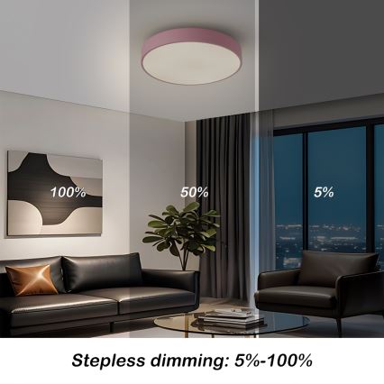 Brilagi - LED dæmpbar loftlampe POOL LED/36W/230V 3000-6000K Ø 30 cm lyserød + fjernbetjening