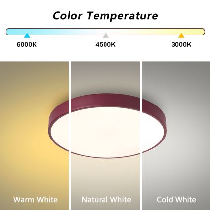 Brilagi - Dæmpbar LED-loftlampe POOL LED/48W/230V 3000-6000K Ø 40 cm bordeaux + fjernbetjening