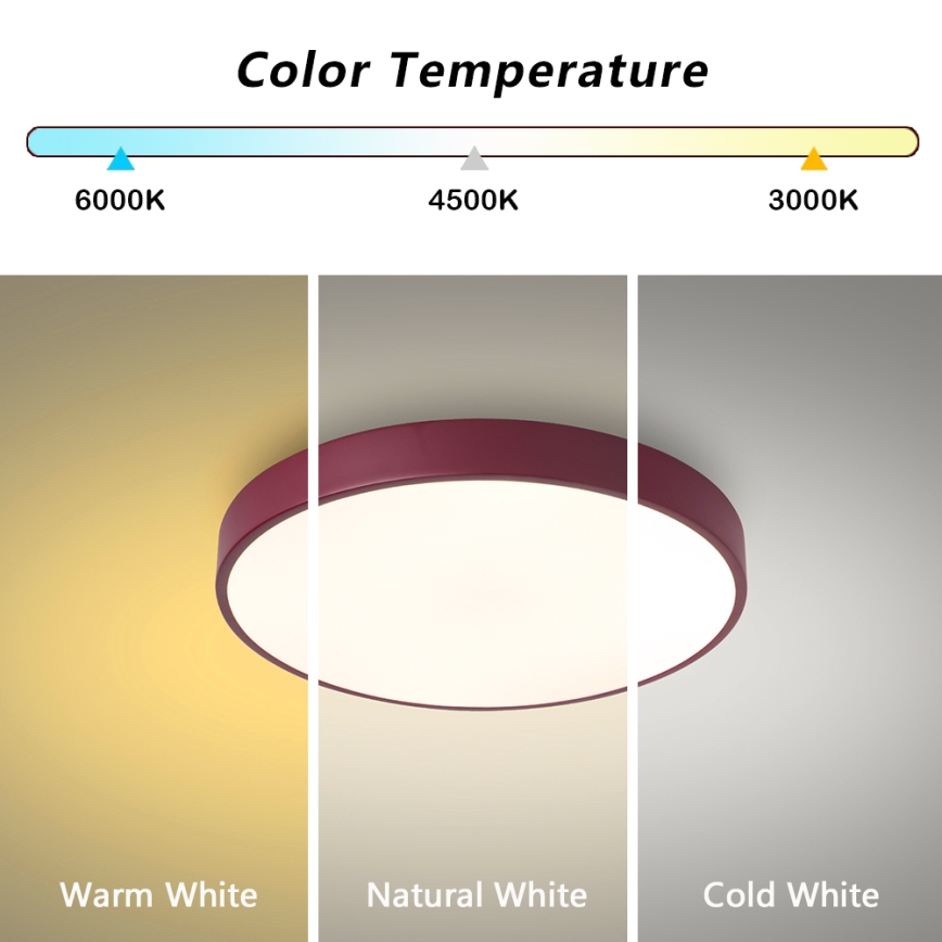 Brilagi - Dæmpbar LED-loftlampe POOL LED/48W/230V 3000-6000K Ø 40 cm bordeaux + fjernbetjening