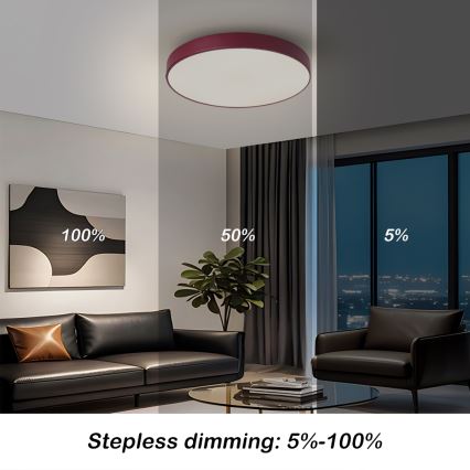 Brilagi - Dæmpbar LED-loftlampe POOL LED/48W/230V 3000-6000K Ø 40 cm bordeaux + fjernbetjening