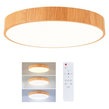 Brilagi - LED dæmpbar loftlampe POOL LED/50W/230V 3000-6000K Ø 40 cm i trælook + fjernbetjening