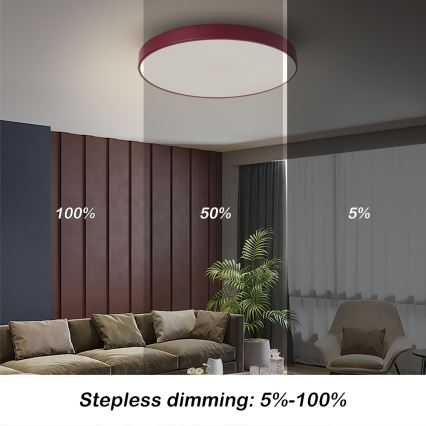 Brilagi - LED-dæmpbar loftlampe POOL LED/60W/230V 3000-6000K Ø 50 cm bordeaux + fjernbetjening
