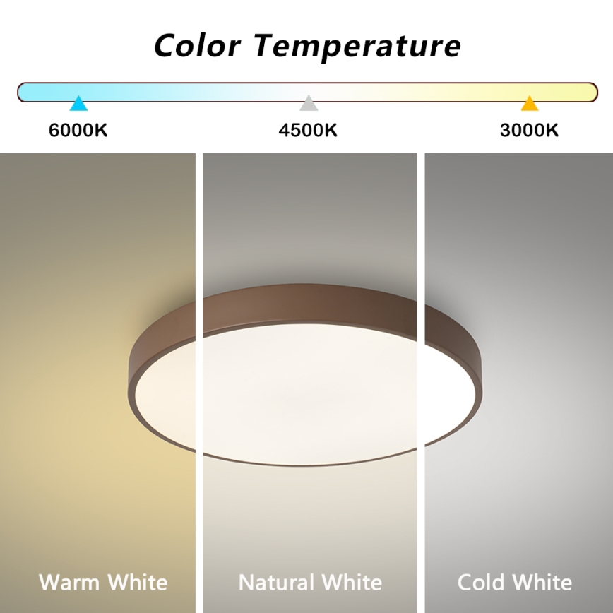 Brilagi - LED-dæmpbar loftlampe POOL LED/60W/230V 3000-6000K Ø 50 cm brun + fjernbetjening