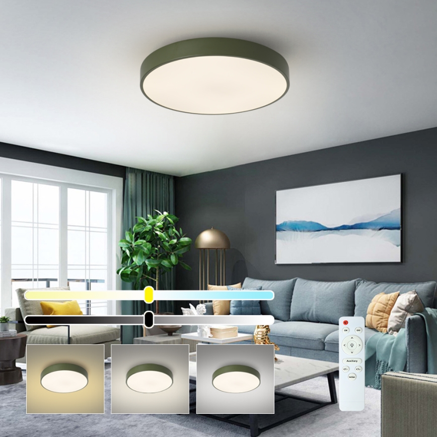 Brilagi - LED-dæmpbar loftlampe POOL LED/60W/230V 3000-6000K Ø 50 cm grøn + fjernbetjening