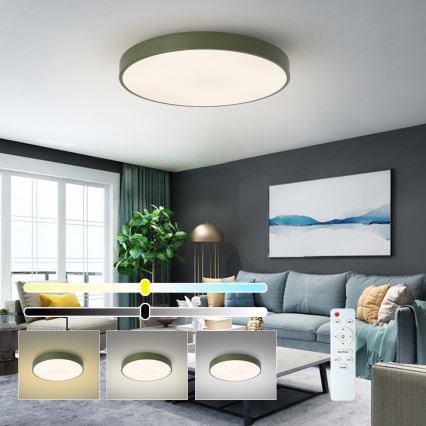 Brilagi - Dæmpbar LED-loftlampe POOL LED/60W/230V 3000-6000K Ø 60 cm grøn + fjernbetjening