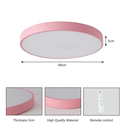Brilagi - Dæmpbar LED-loftlampe POOL LED/60W/230V 3000-6000K Ø 60 cm pink + fjernbetjening