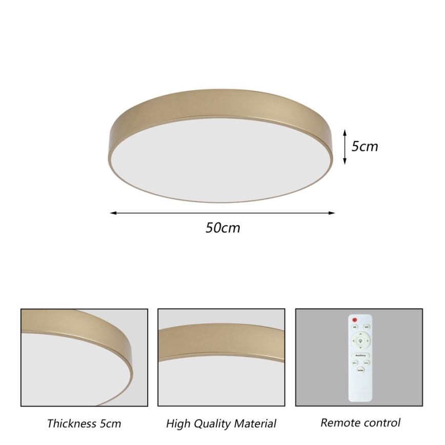 BRILAGI - Dæmpbar LED-loftlampe POOL LED/60W/230V 3000-6000K Ø 50 cm guldfarvet + fjernbetjening