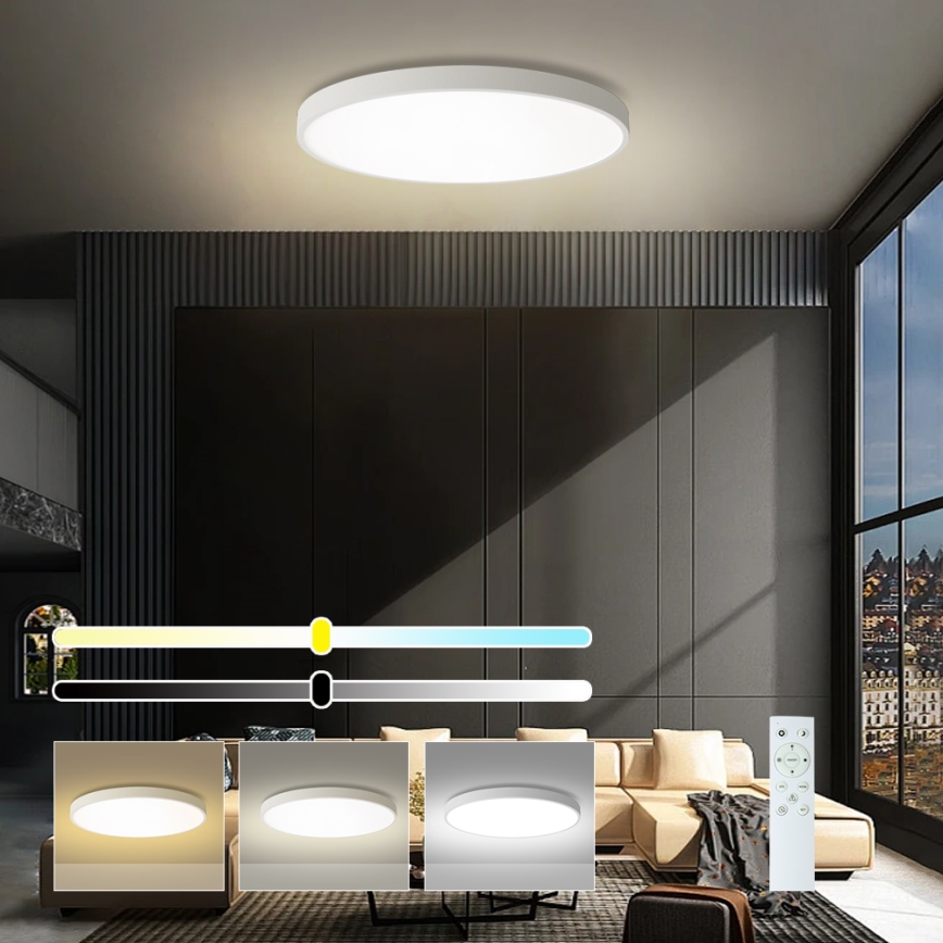 Brilagi - Dæmpbar Loftlampe POOL SMART LED/100W/230V 3000-6000K 80 cm Wi-Fi Tuya Hvid + Fjernbetjening