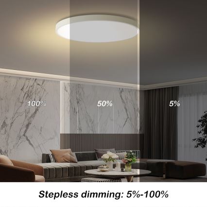 Brilagi - Dæmpbar Loftlampe POOL SMART LED/100W/230V 3000-6000K 80 cm Wi-Fi Tuya Hvid + Fjernbetjening
