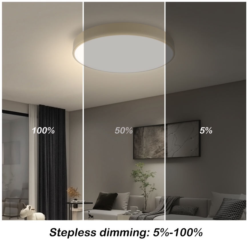 Brilagi - Dæmpbar Loftlampe POOL SMART LED/48W/230V 3000-6000K Ø 40 cm Wi-Fi Tuya beige + fjernbetjening