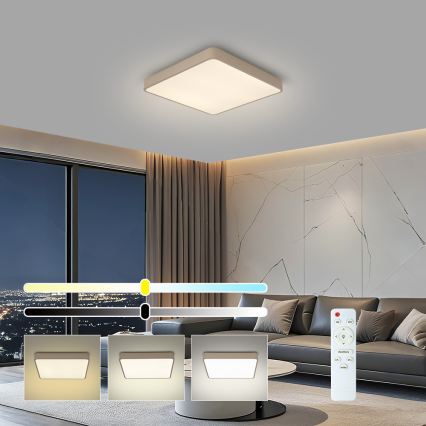 Brilagi - Dæmpbar LED-loftlampe POOL SQUARE LED/36W/230V 3000-6000K 40x40 cm beige + fjernbetjening