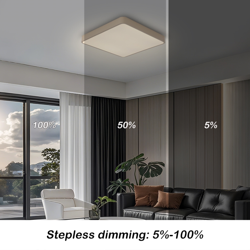 Brilagi - Dæmpbar LED-loftlampe POOL SQUARE LED/36W/230V 3000-6000K 40x40 cm beige + fjernbetjening