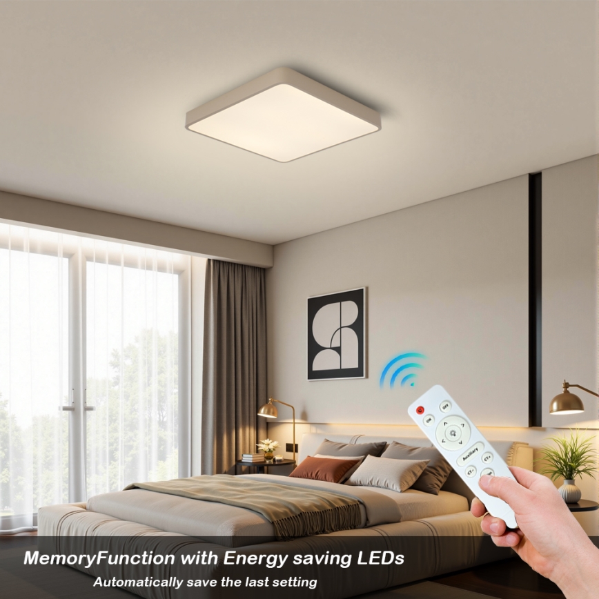 Brilagi - Dæmpbar LED-loftlampe POOL SQUARE LED/36W/230V 3000-6000K 40x40 cm beige + fjernbetjening