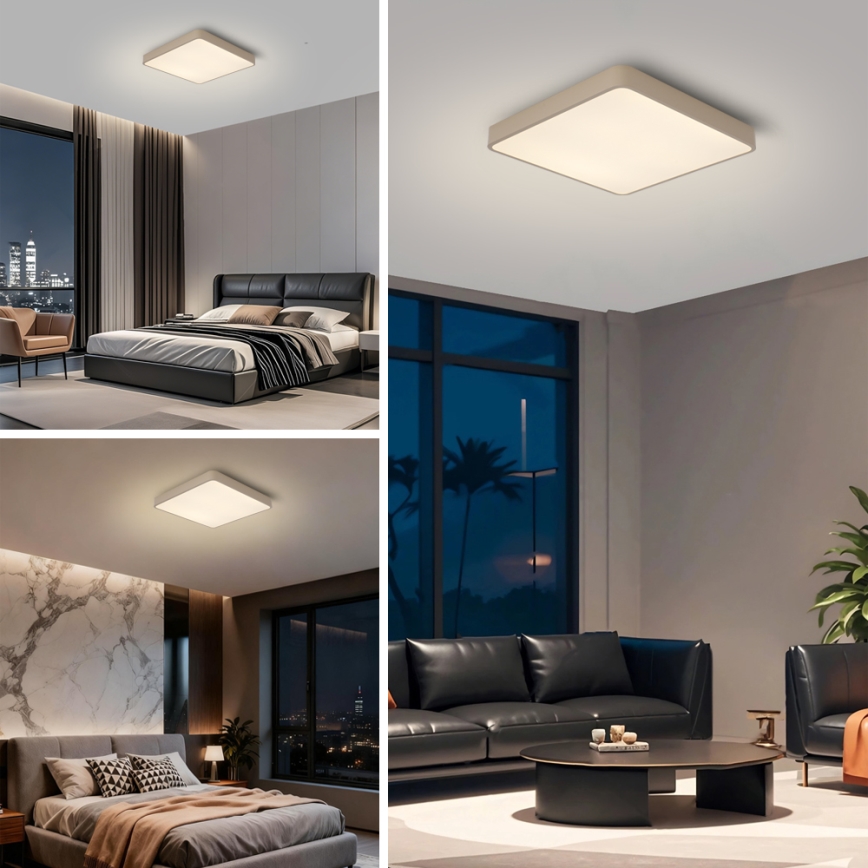 Brilagi - Dæmpbar LED-loftlampe POOL SQUARE LED/36W/230V 3000-6000K 40x40 cm beige + fjernbetjening