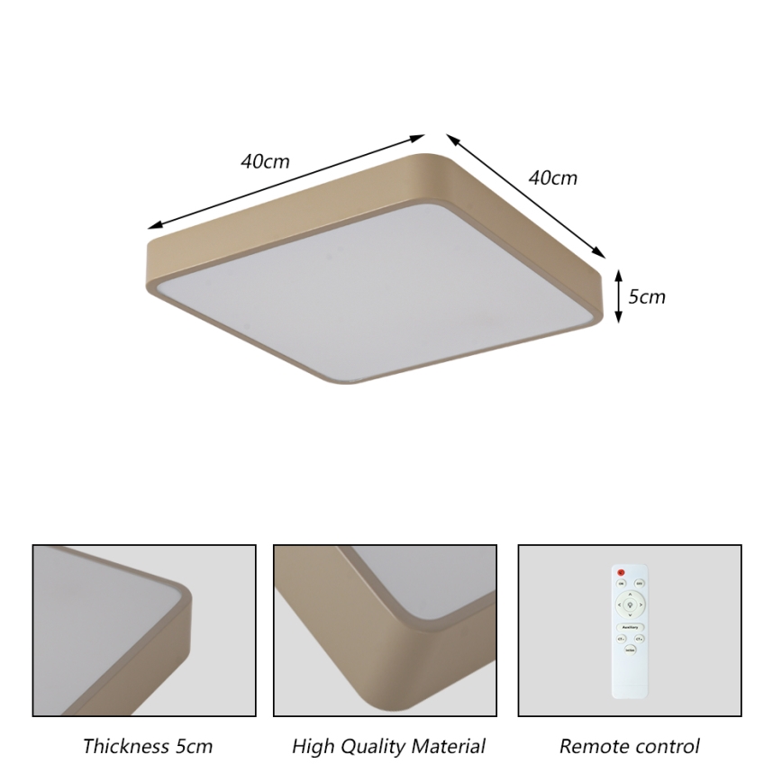 Brilagi - Dæmpbar LED-loftlampe POOL SQUARE LED/36W/230V 3000-6000K 40x40 cm beige + fjernbetjening