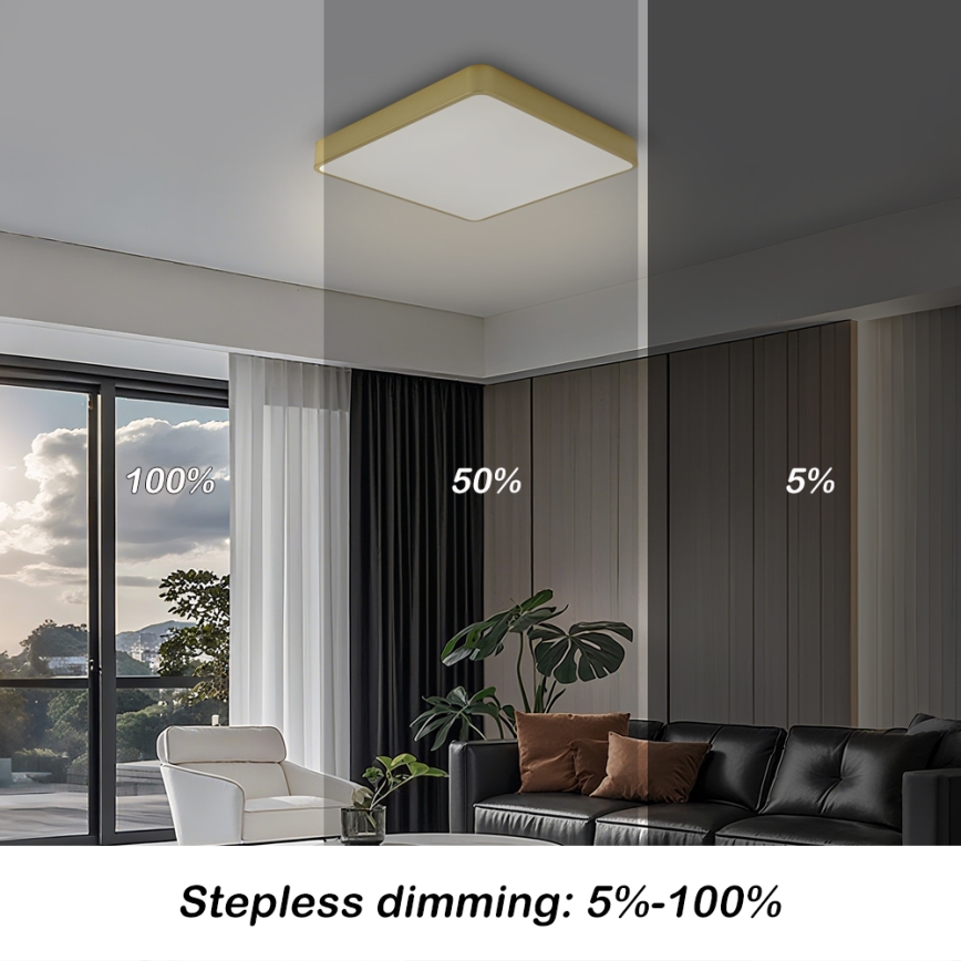 BRILAGI - Dæmpbar LED-loftlampe POOL SQUARE 36W/230V 3000-6000K 40x40 cm guld + fjernbetjening