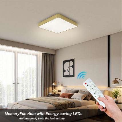 BRILAGI - Dæmpbar LED-loftlampe POOL SQUARE 36W/230V 3000-6000K 40x40 cm guld + fjernbetjening