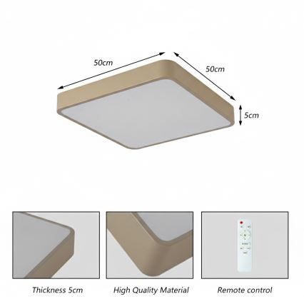 BRILAGI - Dæmpbar LED-loftlampe POOL SQUARE LED/48W/230V 3000-6000K 50x50 cm beige + fjernbetjening