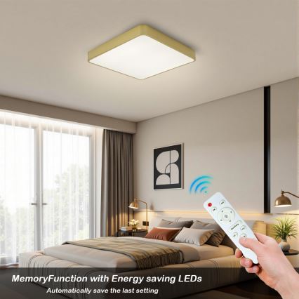 BRILAGI - LED-dæmpbart loftarmatur POOL SQUARE LED/48W/230V 3000-6000K 50x50 cm guld + fjernbetjening